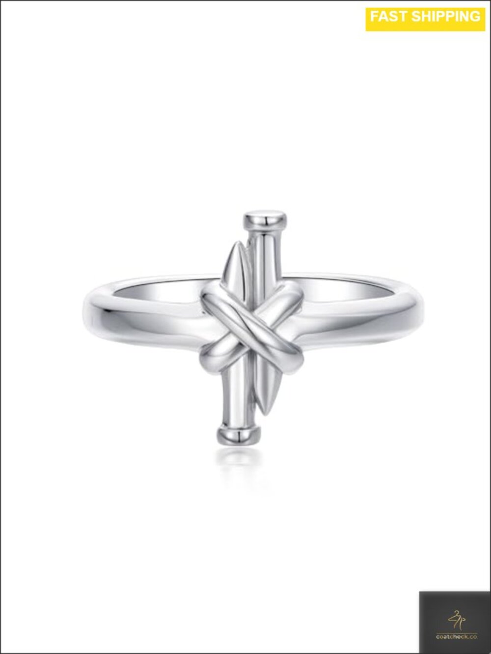 925 Sterling Silver Nail Cross Band Ring Religious Jewelry Gift for Men Women